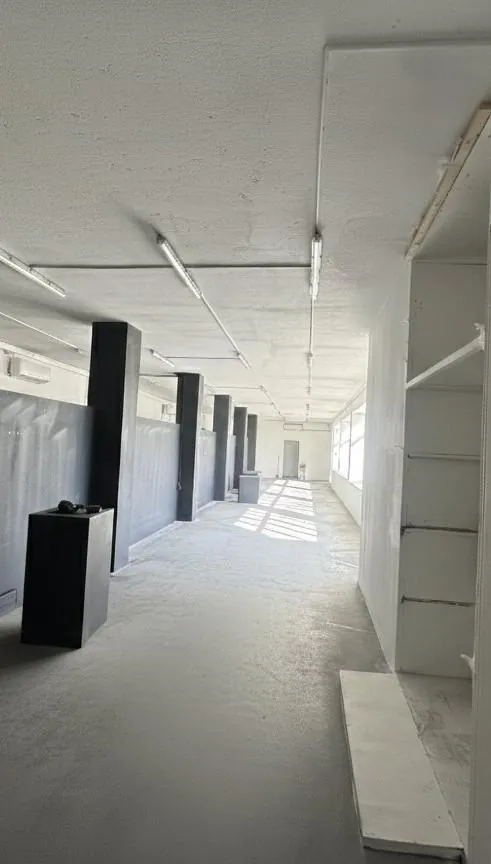 Long bright corridor with windows