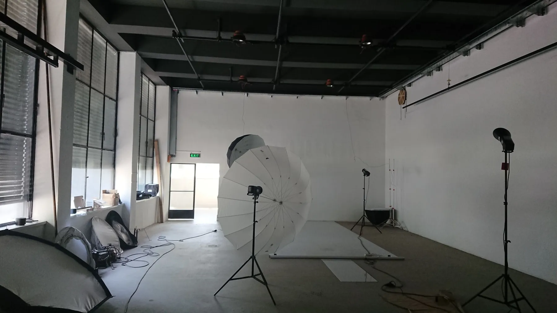 Studio 1 interior set up for photography lighting