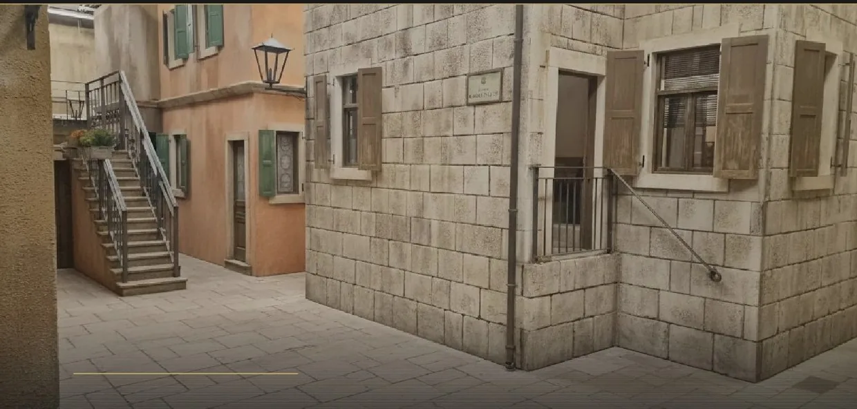 Mediterranean exterior reconstruction set inside Studio 4